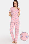 Rosaline Purrfect Dreams Knit Cotton Pyjama Set - Tickled Pink — thumbnail 1